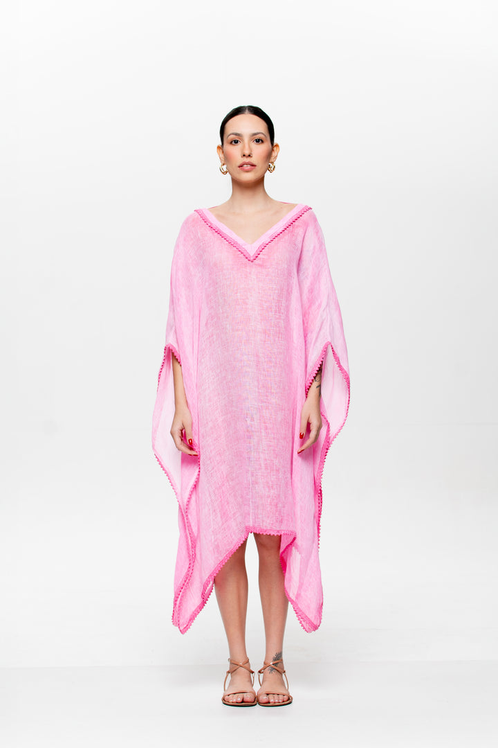 Kaftan Trancoso Rosa Chiclete