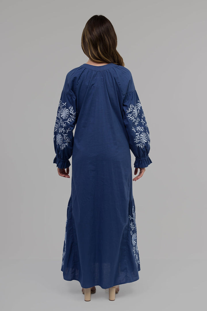 Vestido Joana Azul Marinho Com Azul Claro