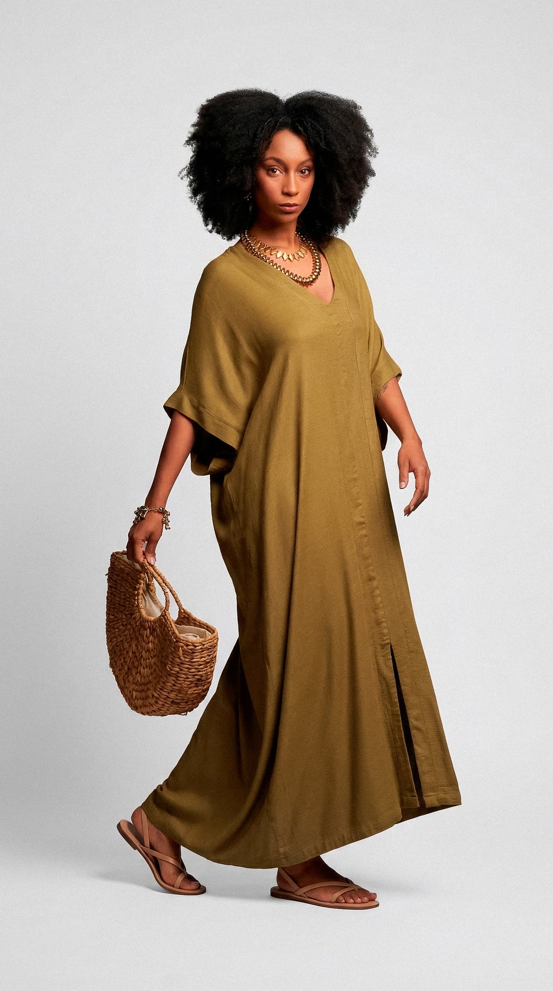 Kaftan Longo Falésias Dourado