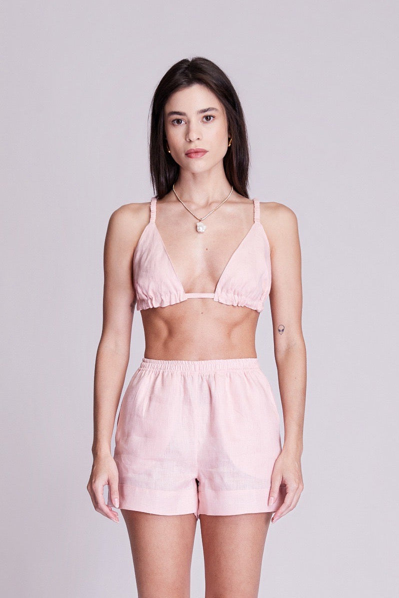 Top Cortininha Sohoo Linho Rosa Velho