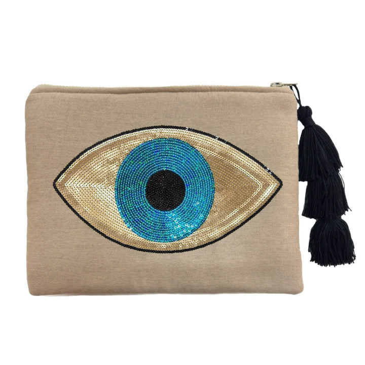 Clutch de Linho Bordada - Olho Grego