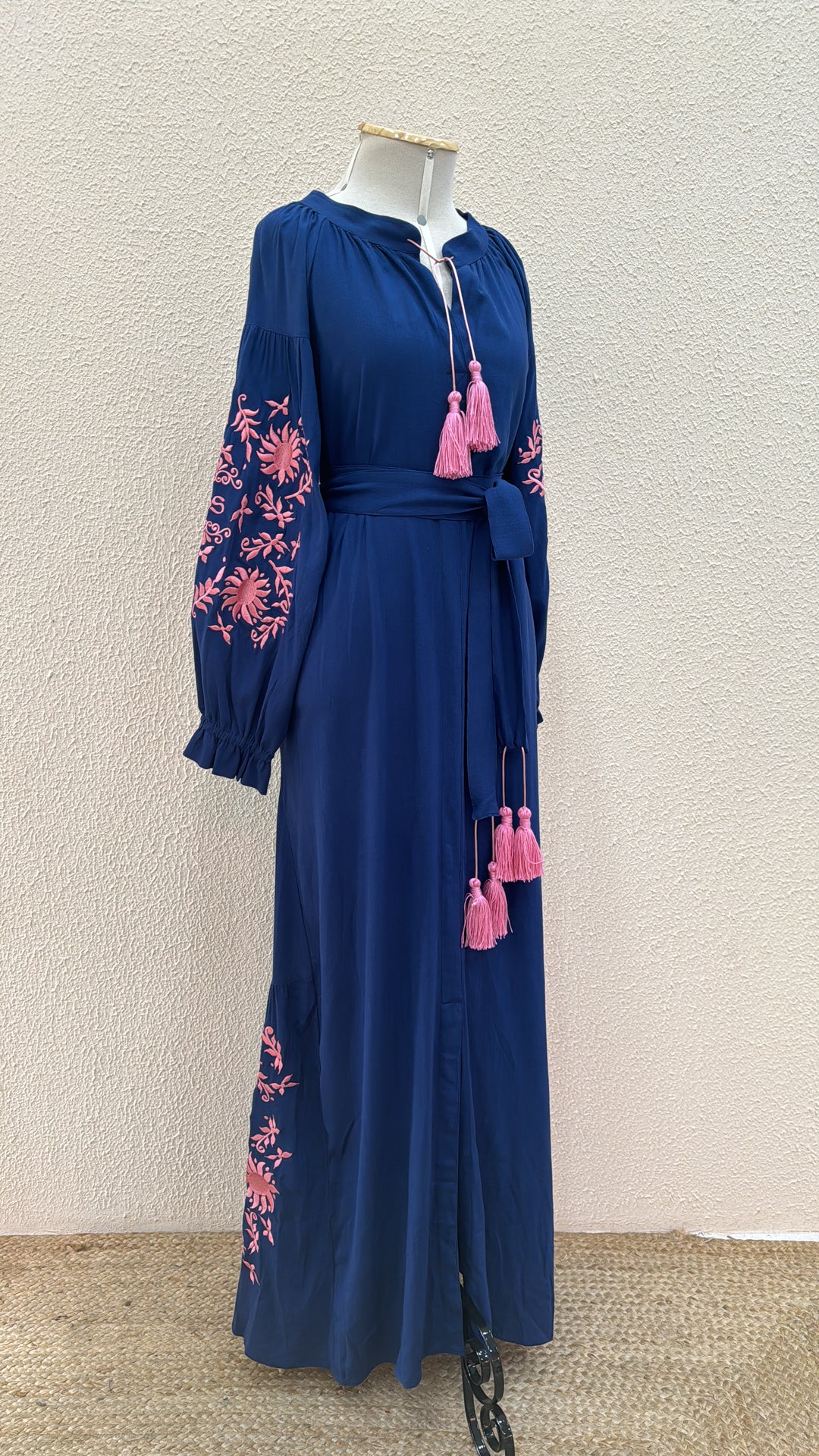 (OL) Vestido Joana Azul Marinho com Rosa Antigo