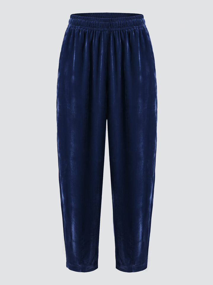 Calça Slouchy Antonella Veludo Azul Marinho