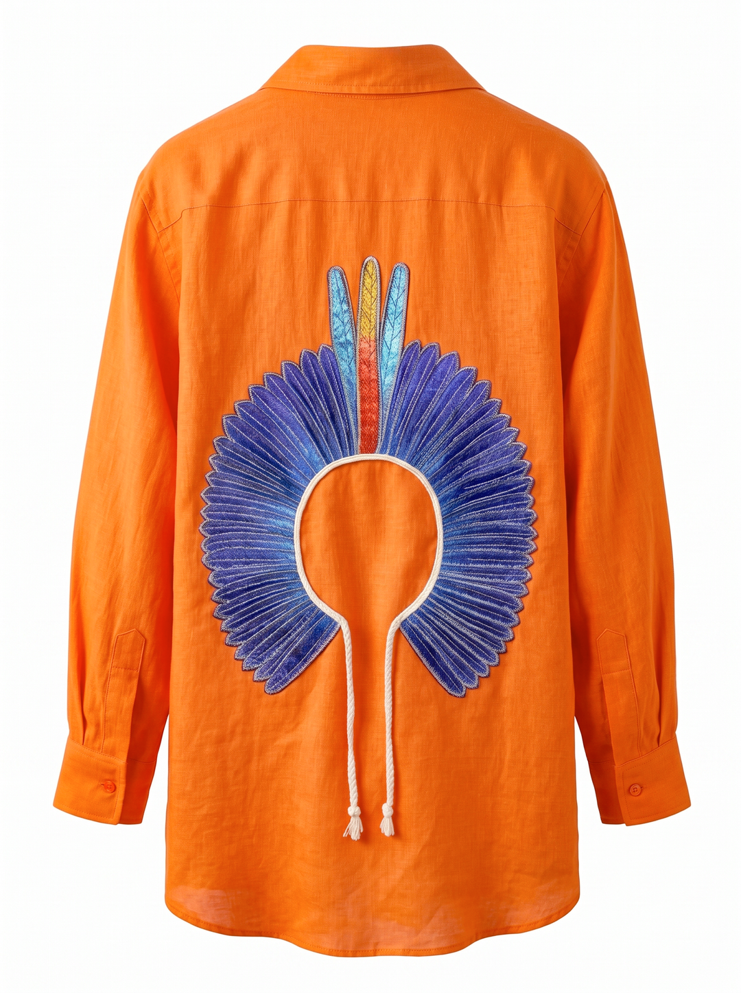 Camisa Cocar Linho Laranja