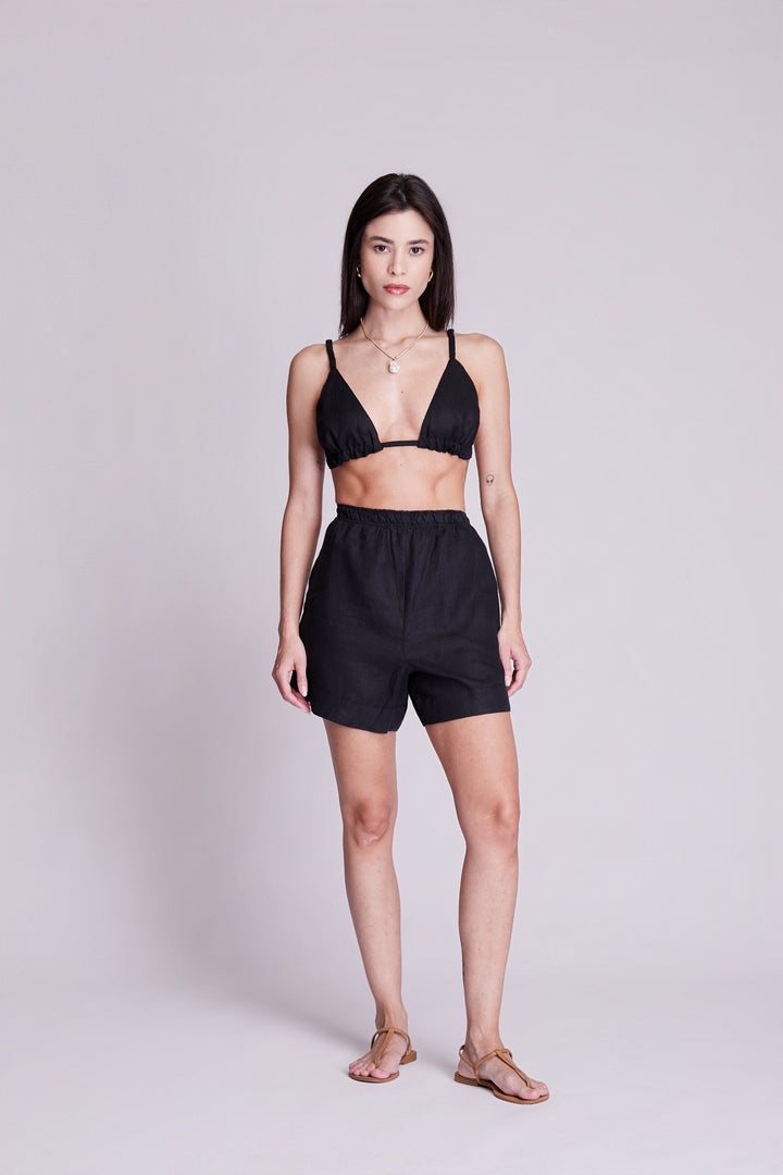 Shorts Cocar Linho Preto