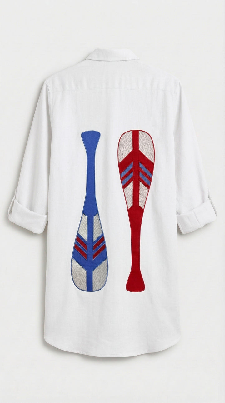 Camisa Long Cotidiano Branca Bordado Remo