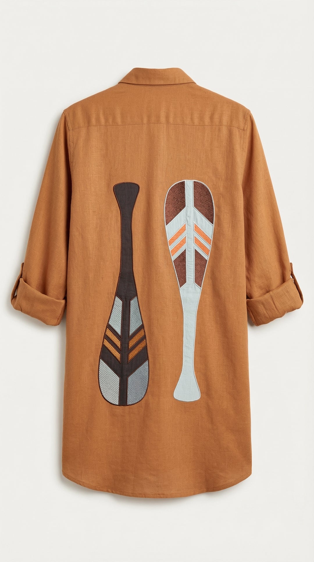 Camisa Long Cotidiano Caramelo Bordado Remo