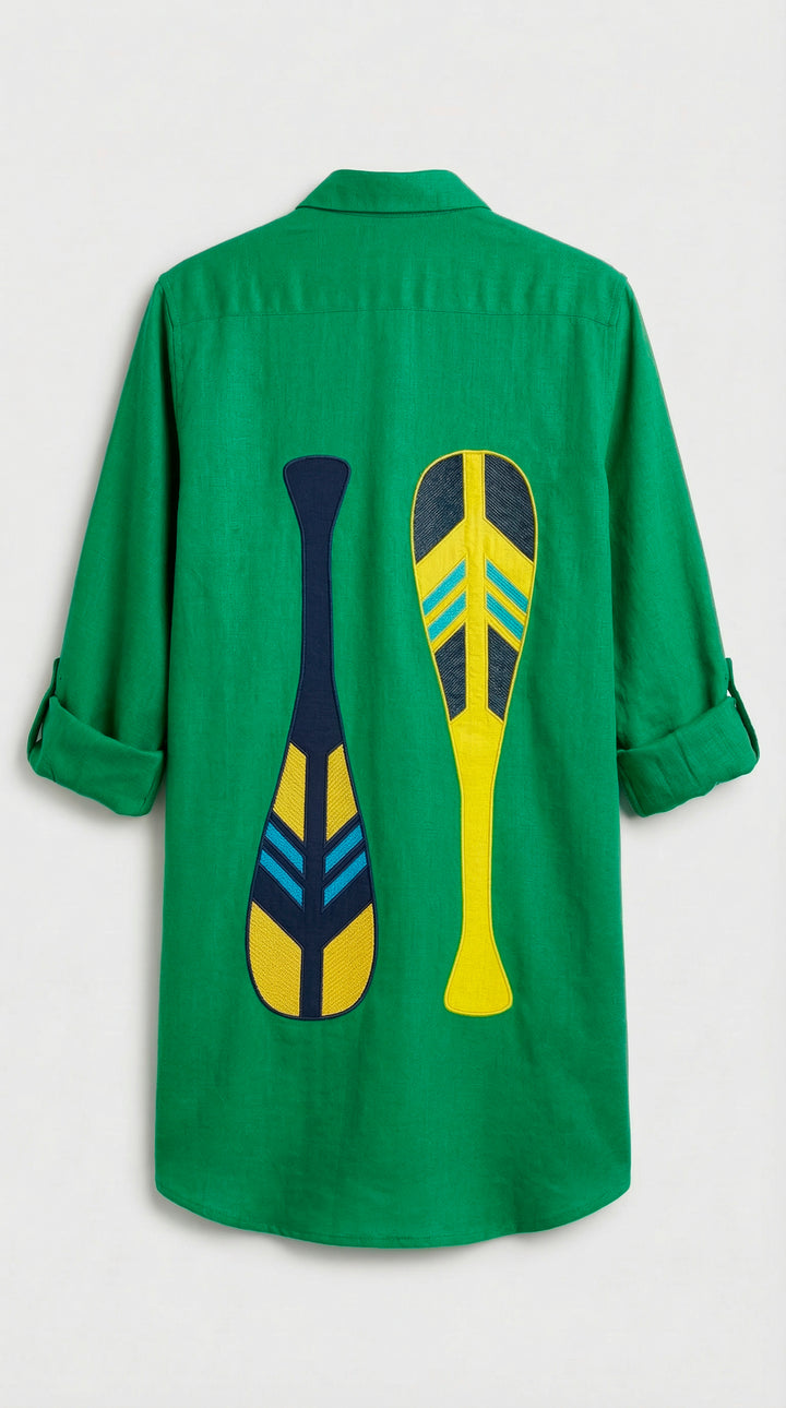Camisa Long Cotidiano Verde Bordado Remo