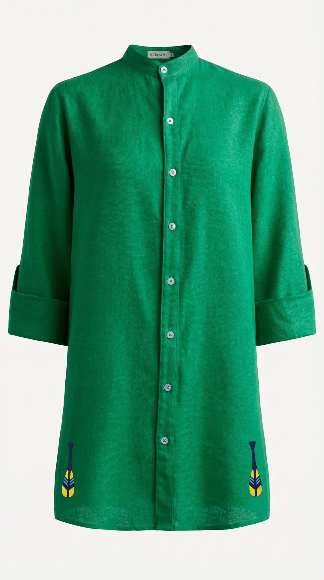 Camisa Long Cotidiano Verde Bordado Remo