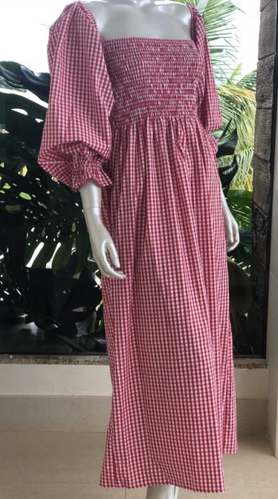 Vestido Vichy Elis Branco com Vermelho