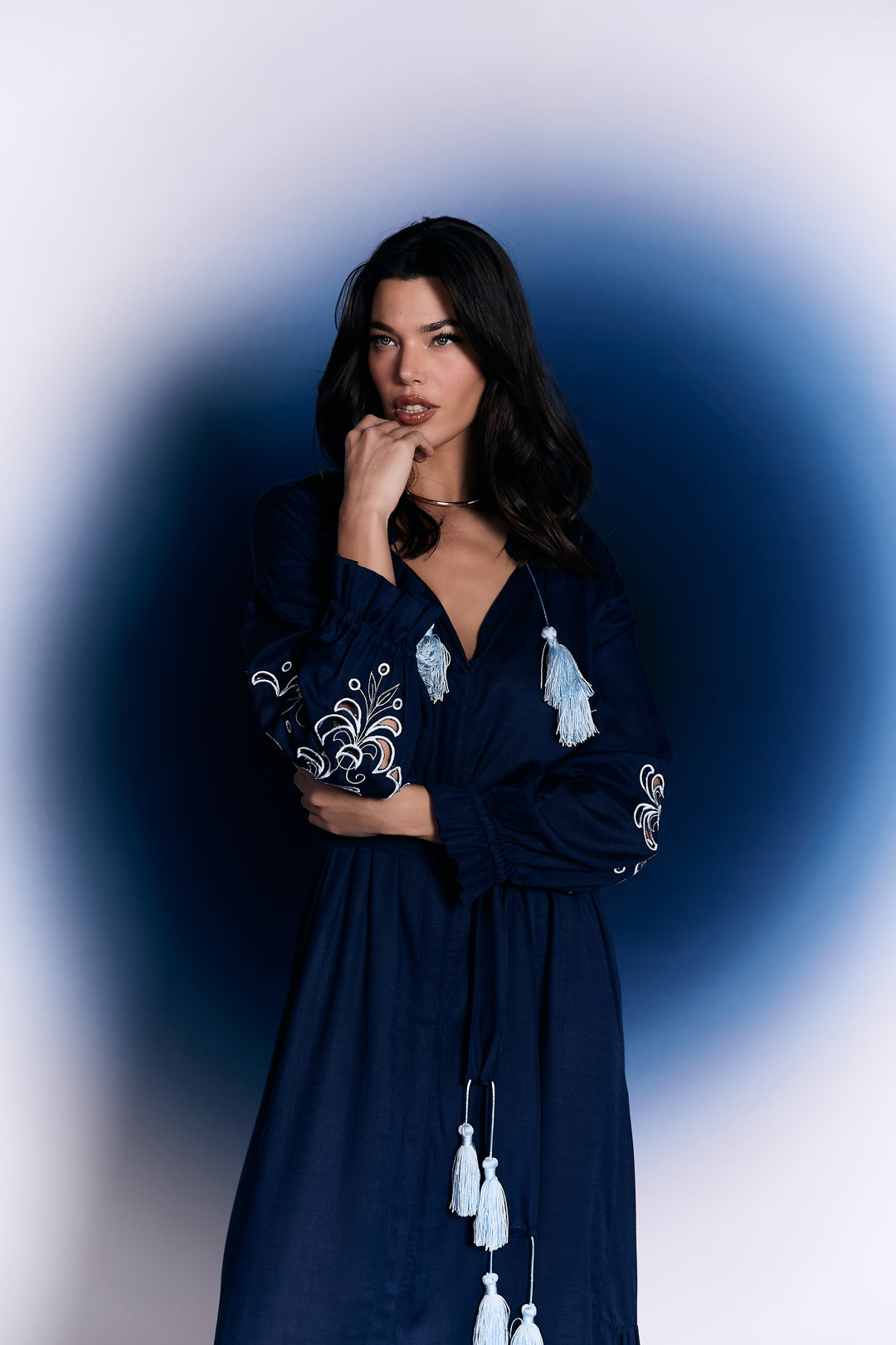 Vestido Guadalupe Azul Marinho