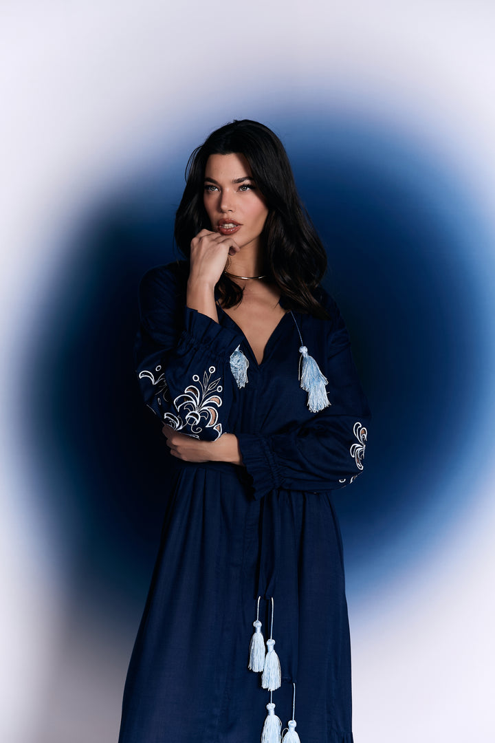 Vestido Guadalupe Azul Marinho