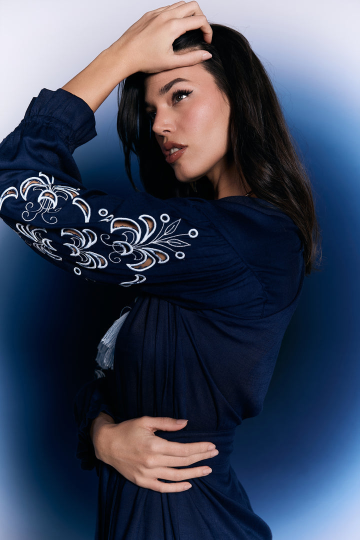 Vestido Guadalupe Azul Marinho