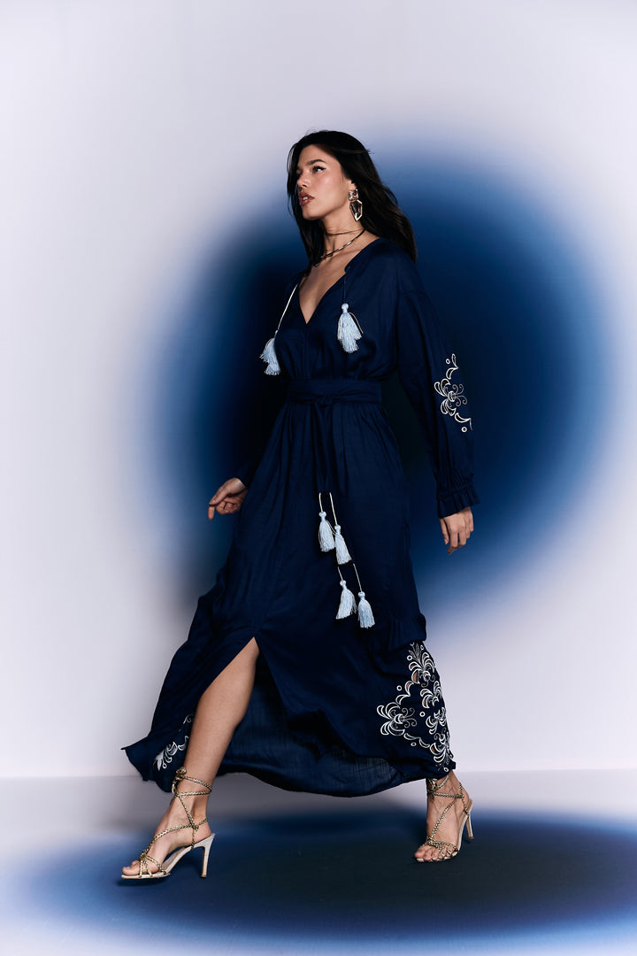 Vestido Guadalupe Azul Marinho