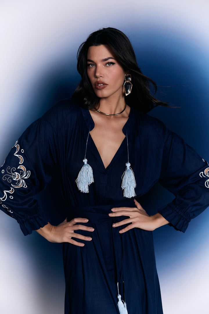 Vestido Guadalupe Azul Marinho