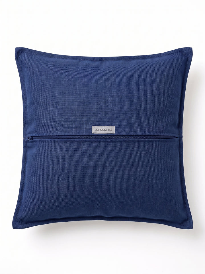 Almofada Cocar Linho Azul Marinho com Roxo