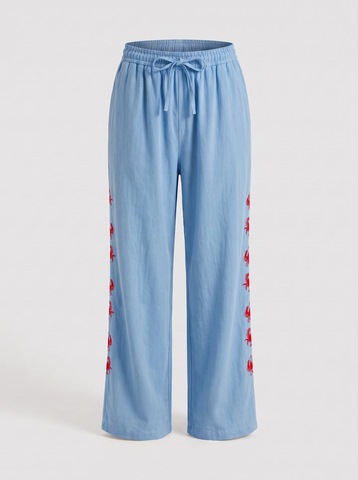 Calça Maré Alta Azul Caranguejo Vermelho
