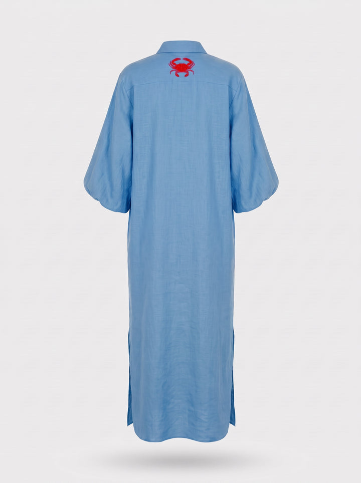 Chemise Longa Maré Alta Azul Caranguejo Vermelho