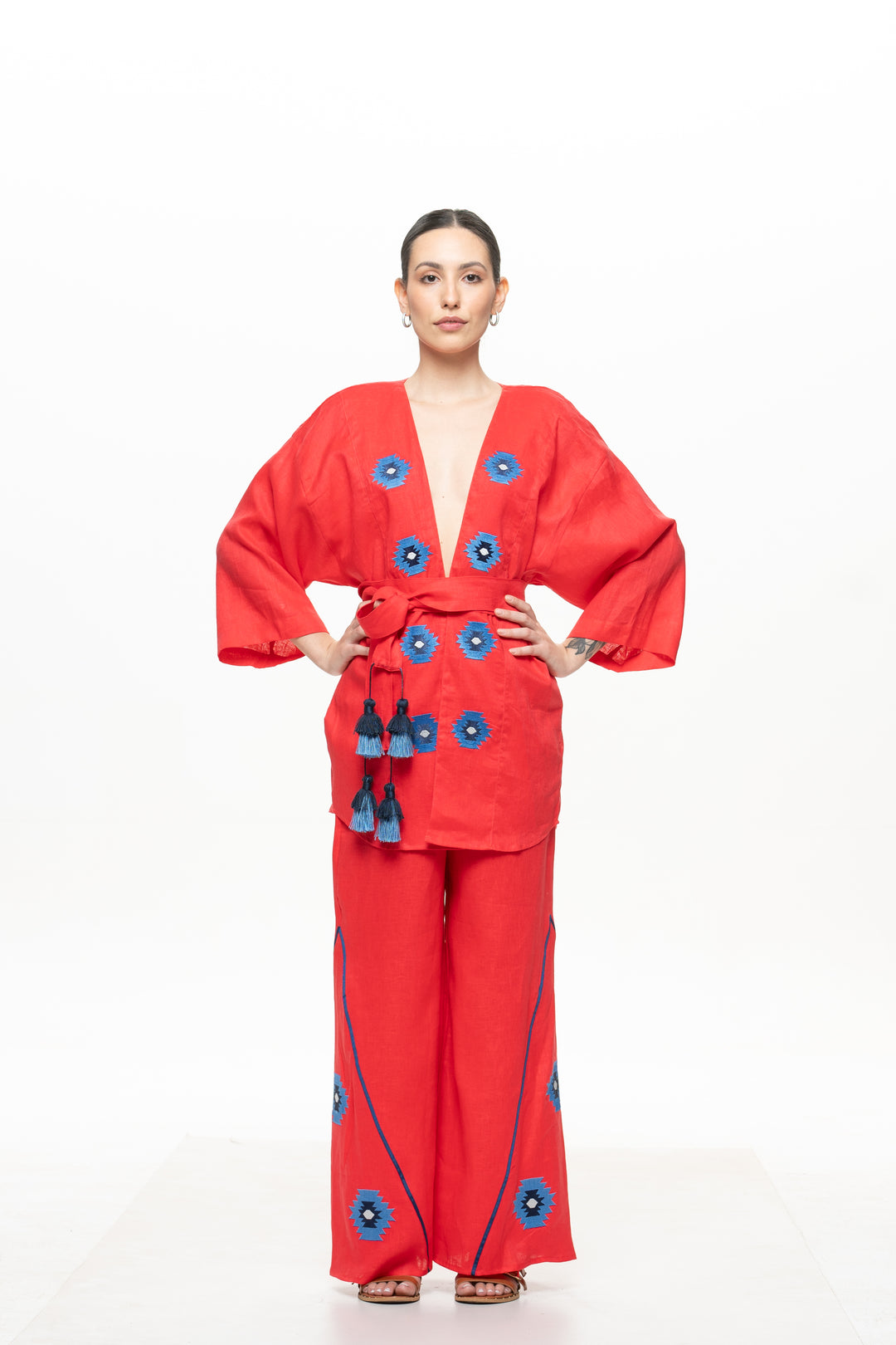 Kimono Marrocos Vermelho Fogo