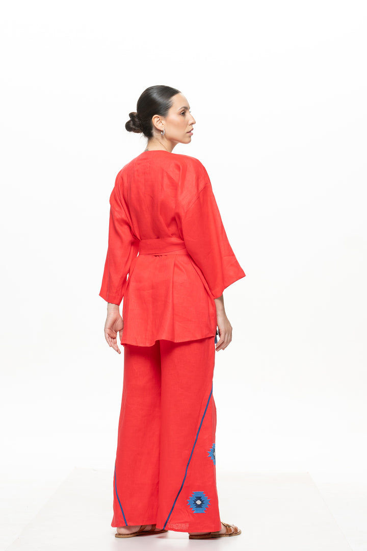 Kimono Marrocos Vermelho Fogo