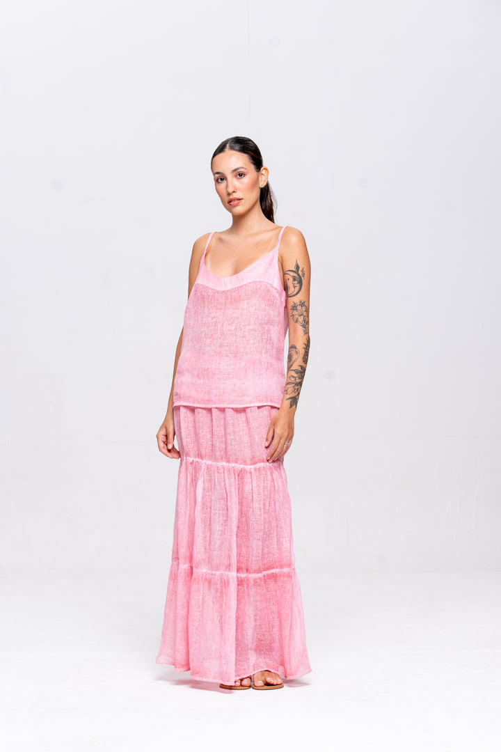 Regata Brigite Gaze de Linho Rosa Velho