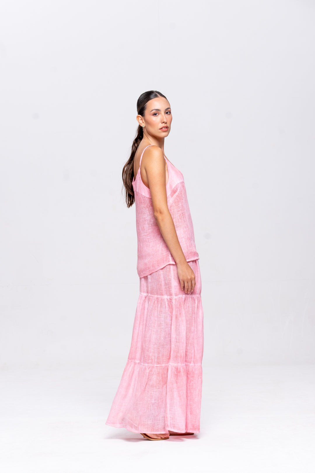 Regata Brigite Gaze de Linho Rosa Velho