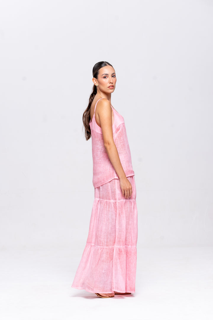 Regata Brigite Gaze de Linho Rosa Velho