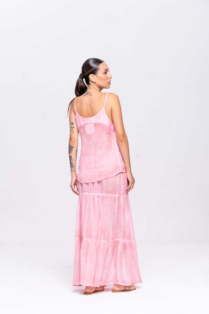 Regata Brigite Gaze de Linho Rosa Velho