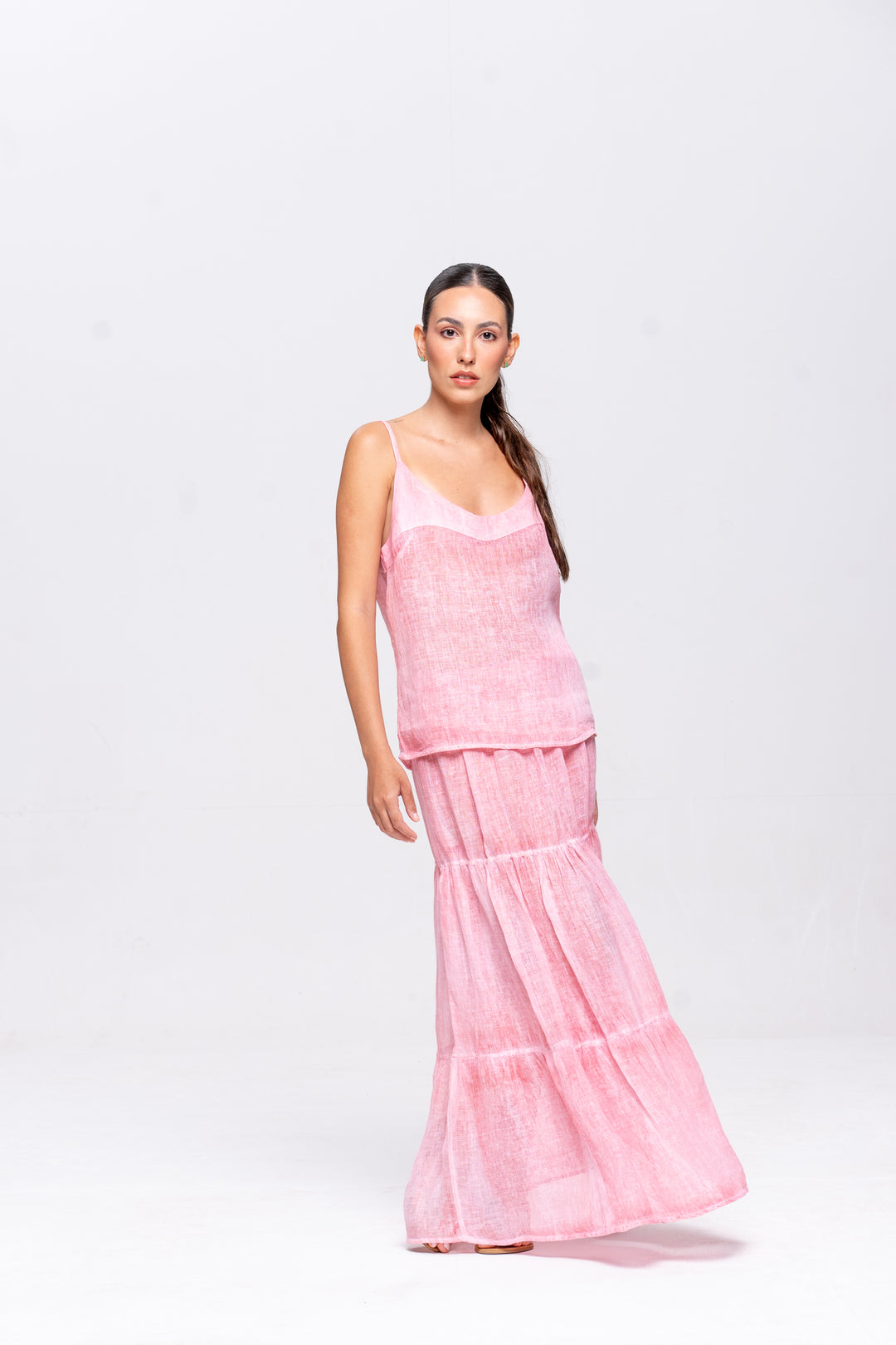 Regata Brigite Gaze de Linho Rosa Velho