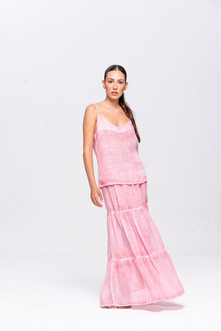 Regata Brigite Gaze de Linho Rosa Velho