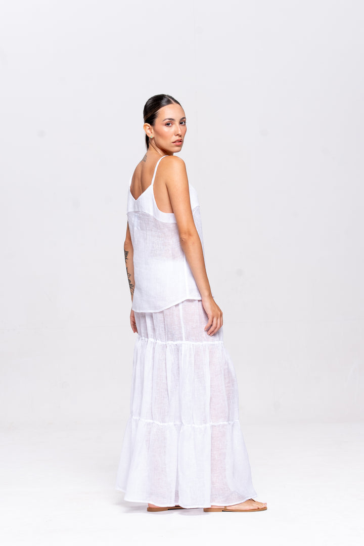 Regata Brigite Gaze de Linho Branco