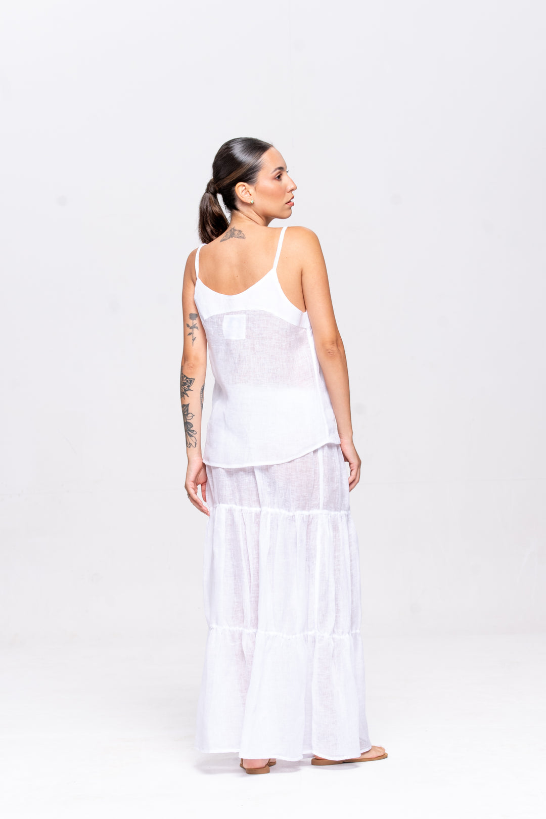 Regata Brigite Gaze de Linho Branco