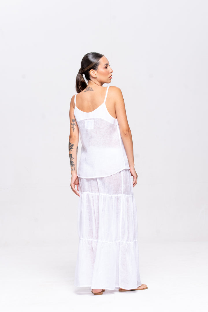 Regata Brigite Gaze de Linho Branco