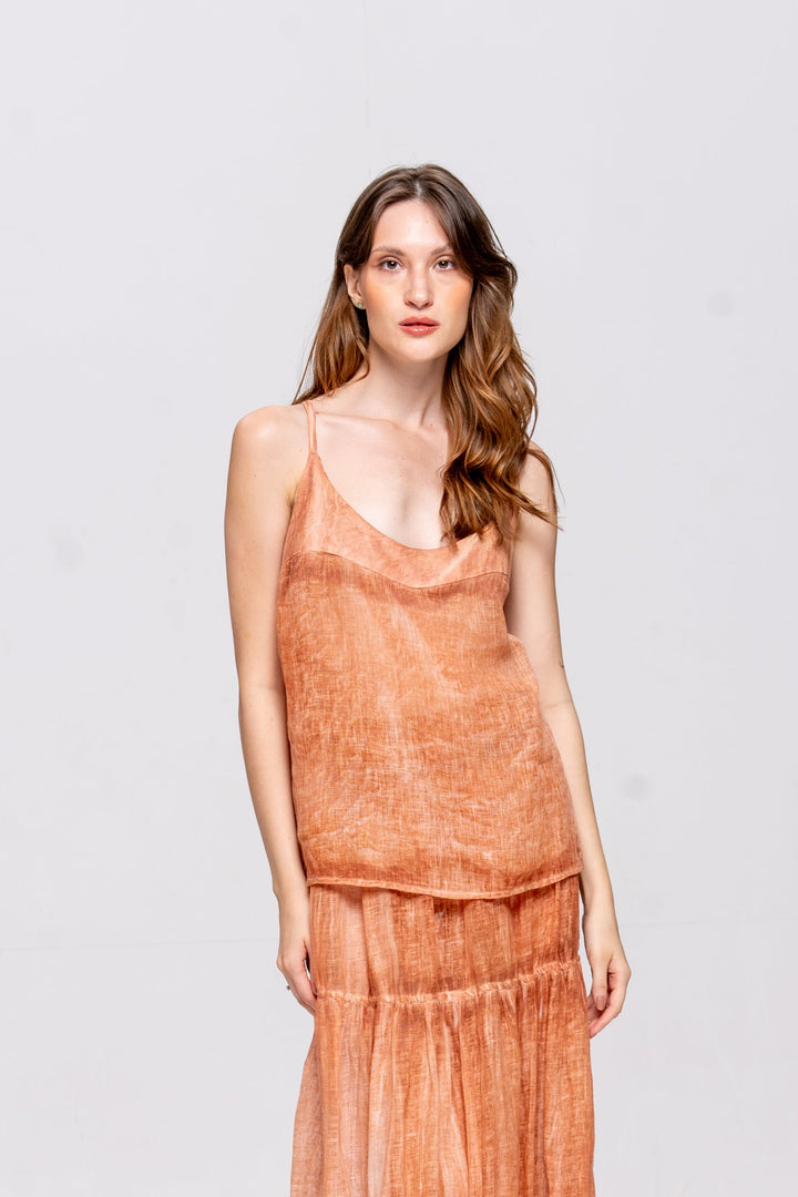 Regata Brigite Gaze de Linho Avelã