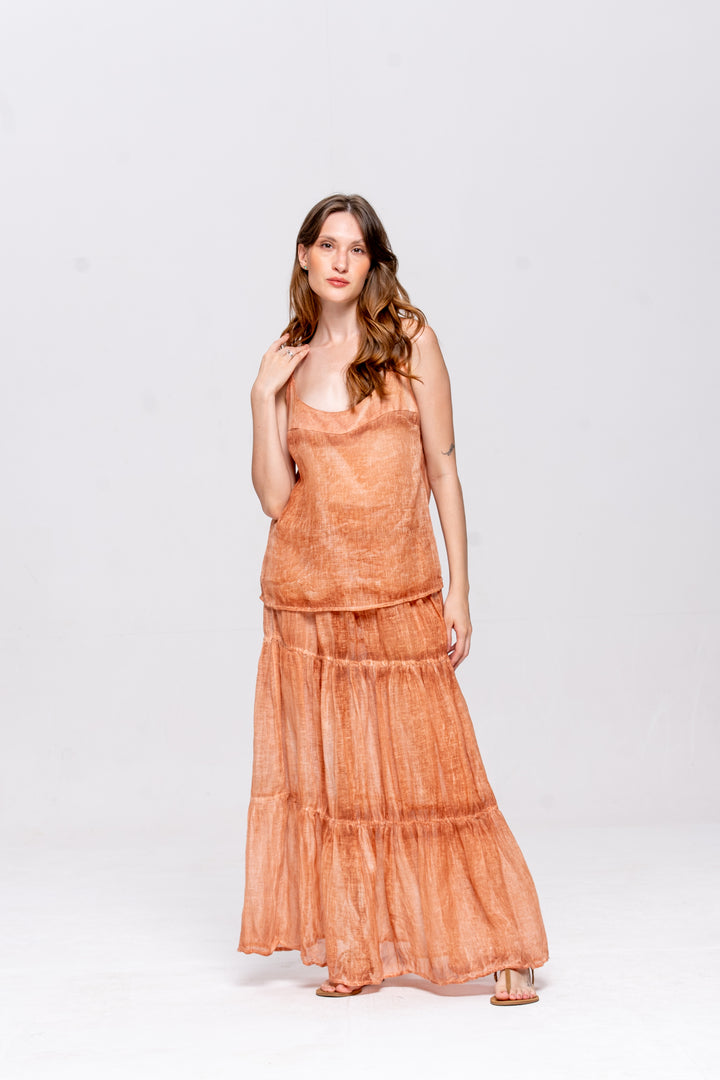 Regata Brigite Gaze de Linho Avelã