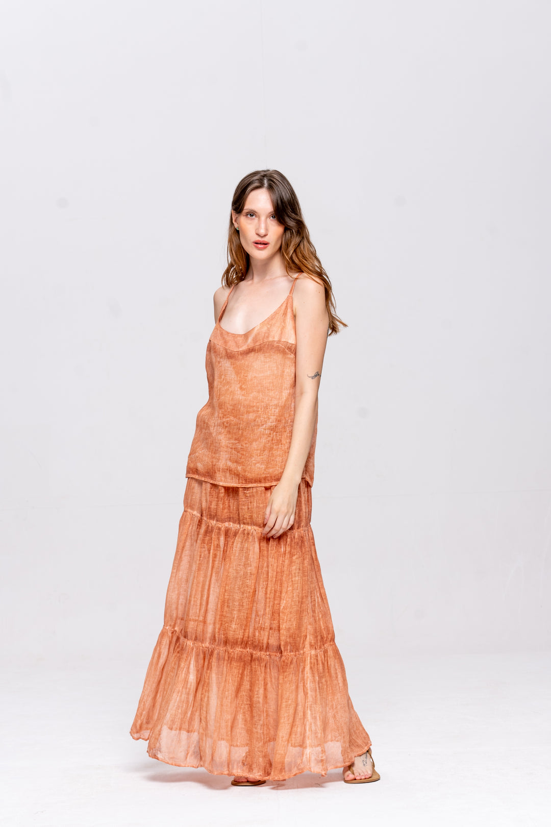 Saia Brigite Gaze de Linho Avelã