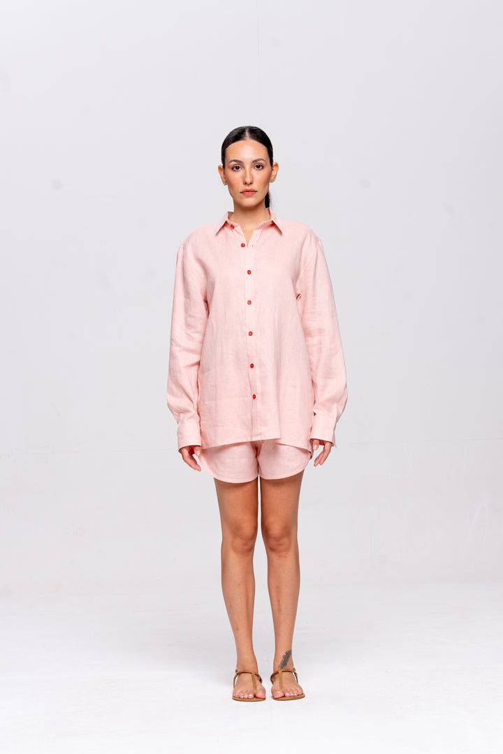 Camisa Oceano Linho Bordado Polvo