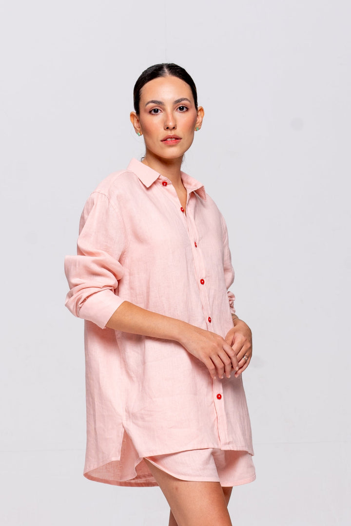 Camisa Oceano Linho Bordado Polvo