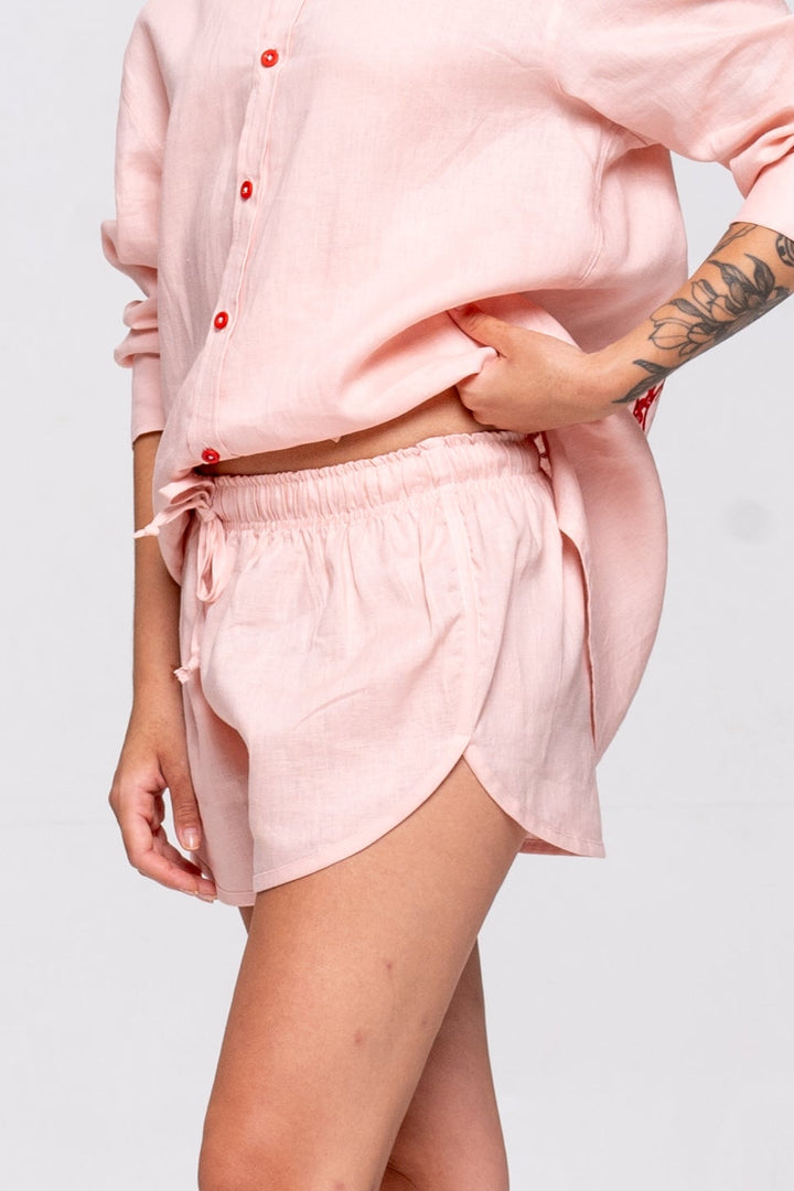 Shorts Boxer Sohoo Linho Rosa Velho