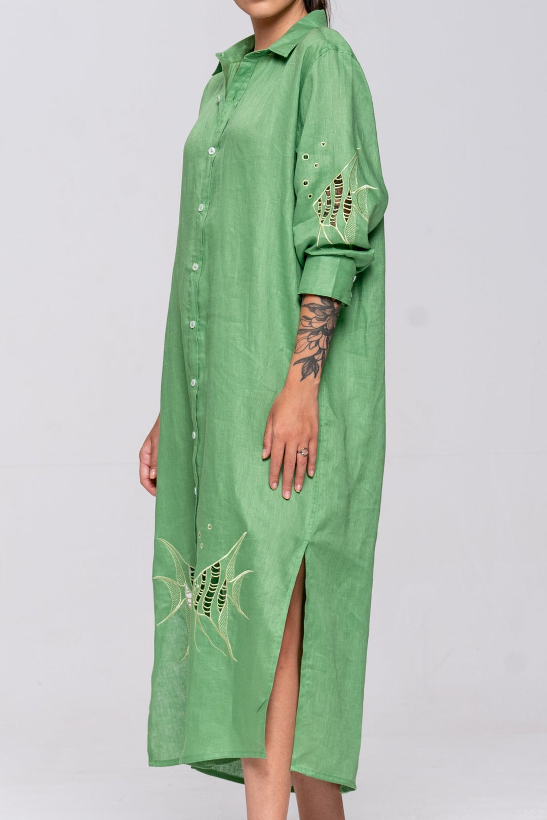 Chemise Oceano Linho Bordado Peixes