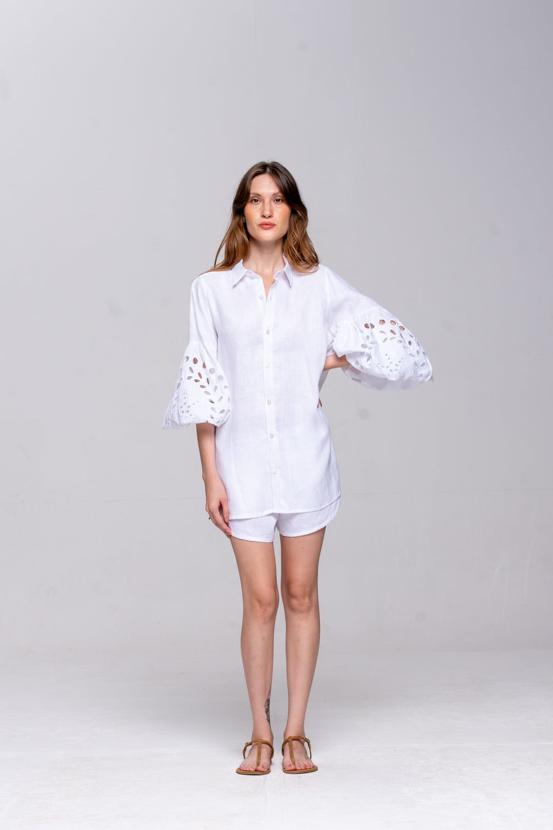 Camisa Oceano Linho Bordado Estrela do Mar