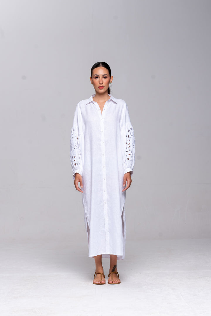 Chemise Oceano Linho Bordado Estrela do Mar