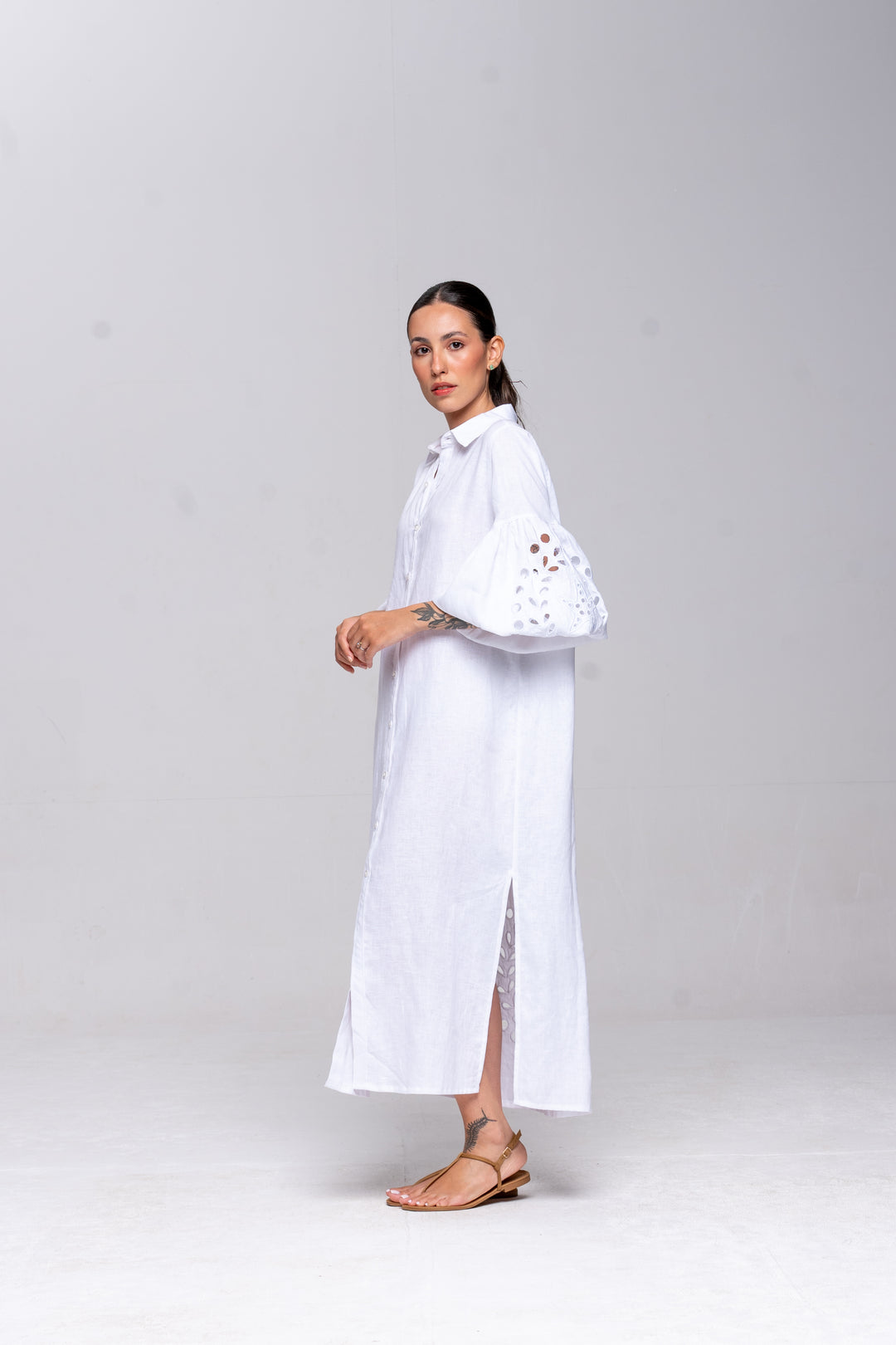 Chemise Oceano Linho Bordado Estrela do Mar