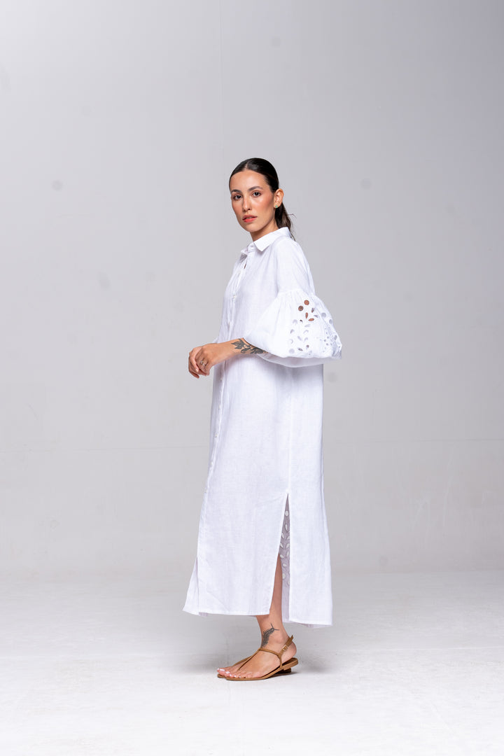Chemise Oceano Linho Bordado Estrela do Mar