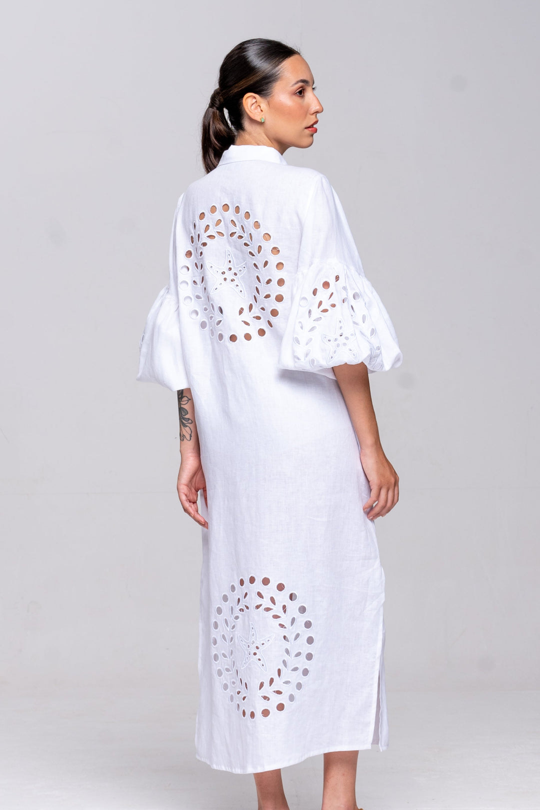 Chemise Oceano Linho Bordado Estrela do Mar