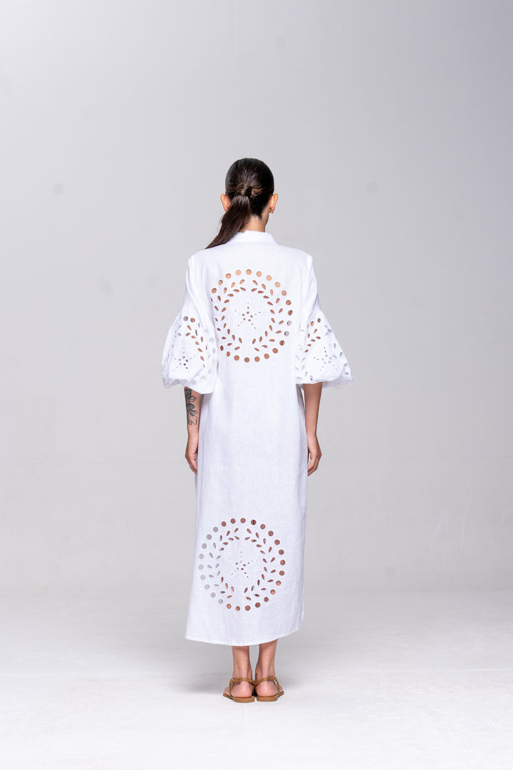 Chemise Oceano Linho Bordado Estrela do Mar
