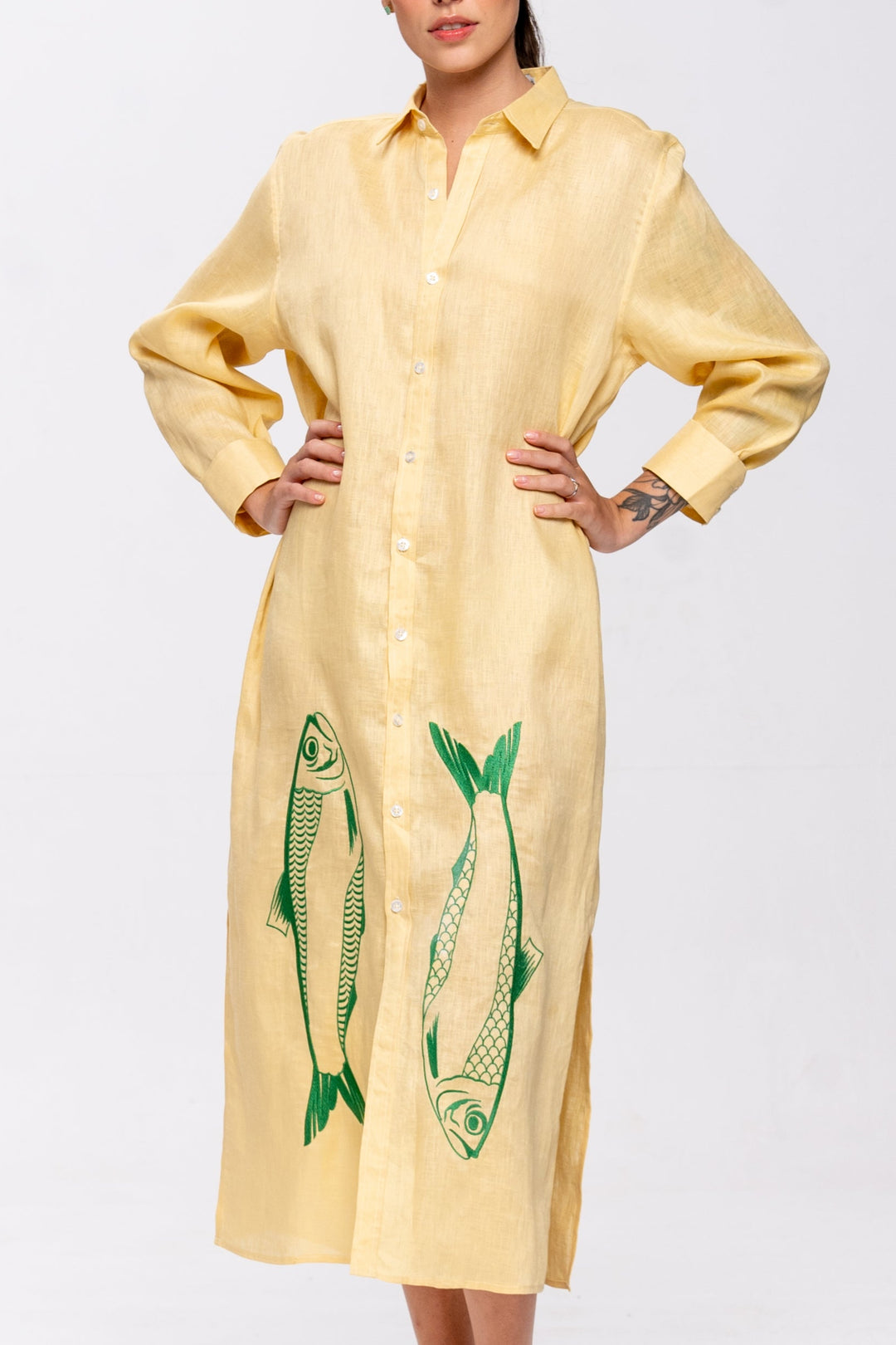 Chemise Oceano Linho Bordado Sardinha