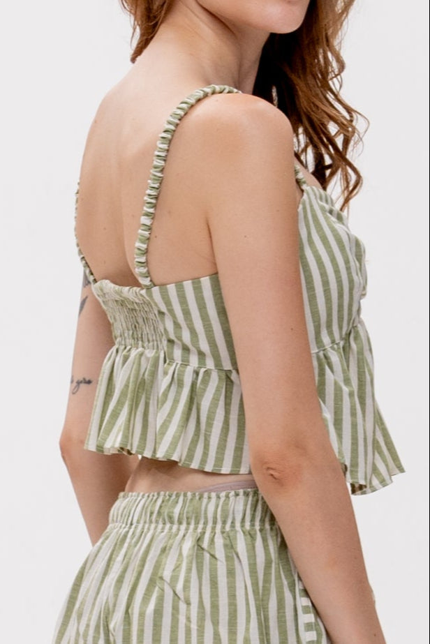Cropped Maré Alta Listrado Verde