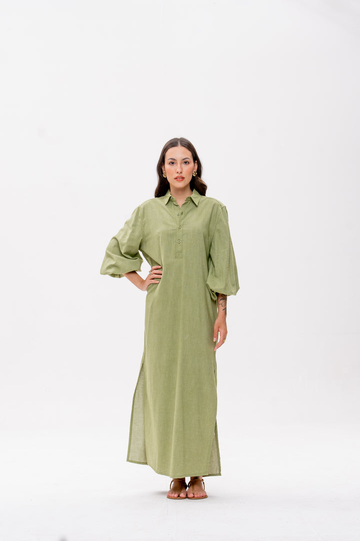 Chemise Longa Maré Alta Verde Caranguejo Laranja