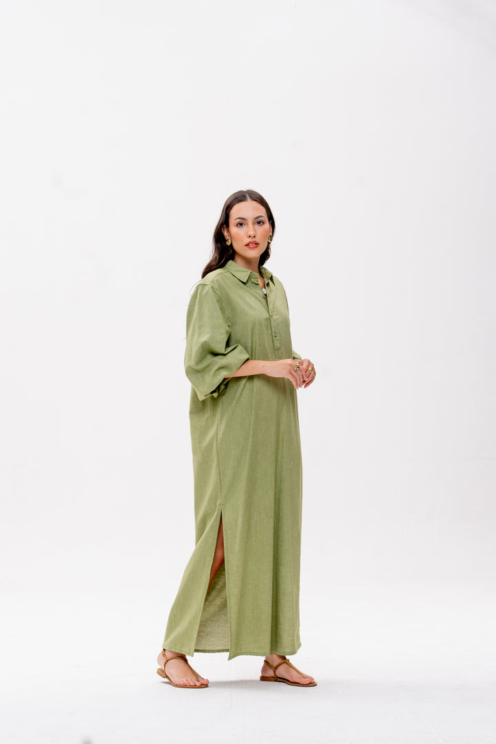 Chemise Longa Maré Alta Verde Caranguejo Laranja